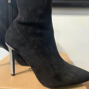 Sexy Suede like boots with bling bling heels